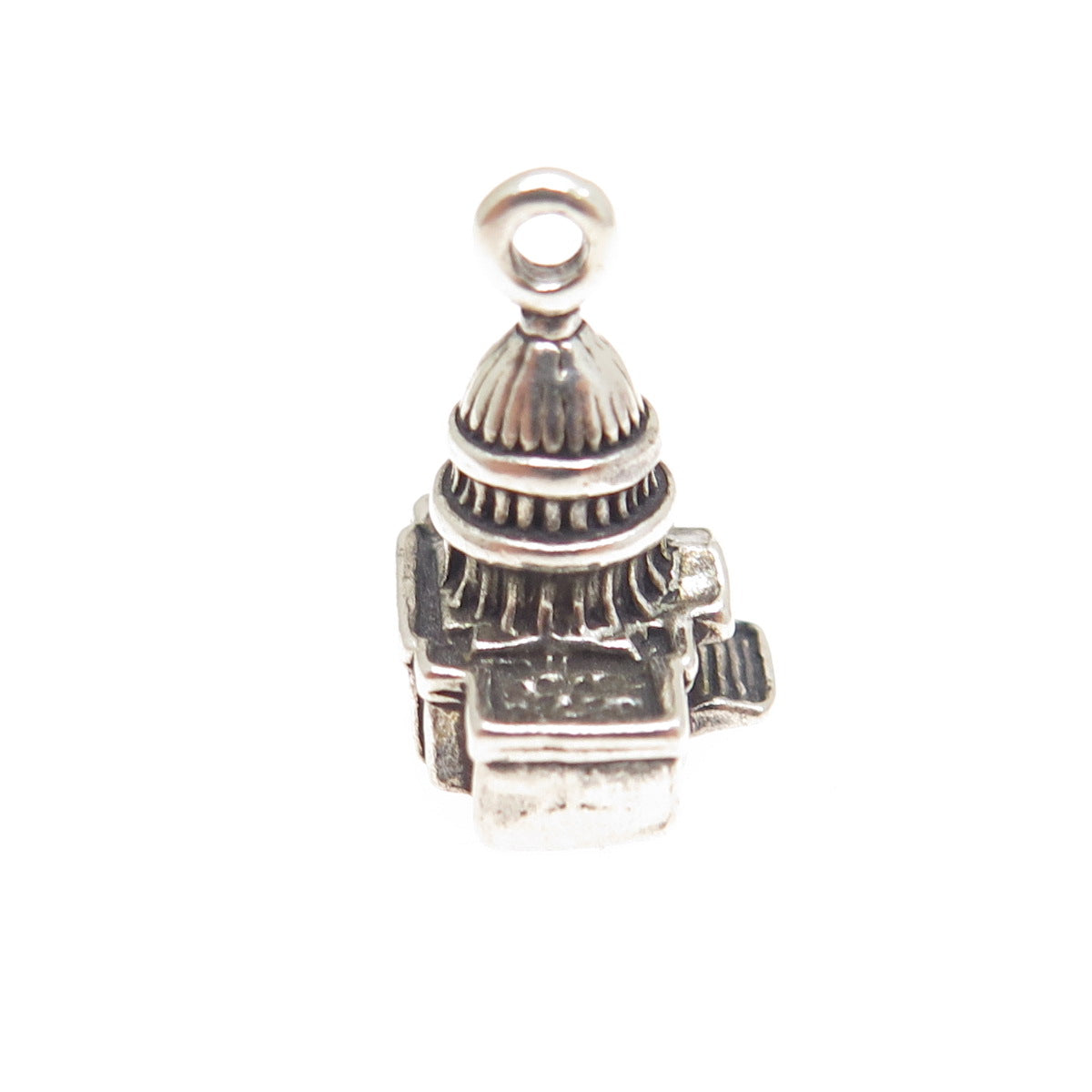 SUNWEST 925 Sterling Silver Vintage Capitol Building Lobster Clasp Charm Pendant