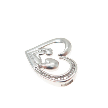 925 Sterling Silver Real Diamond Mom & Child Heart Minimalist Slide Pendant