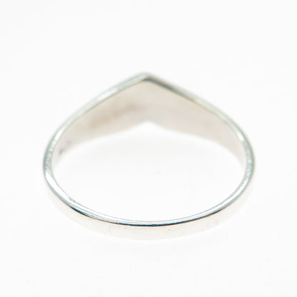 925 Sterling Silver Vintage Real Royston Turquoise Inlay V Shape Ring Size 9