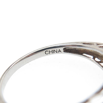 925 Sterling Silver Real Diamond Accent & Red Garnet Ring Size 10