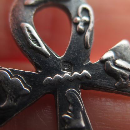 800 Silver Vintage Egyptian Ankh Oxidized Charm Pendant