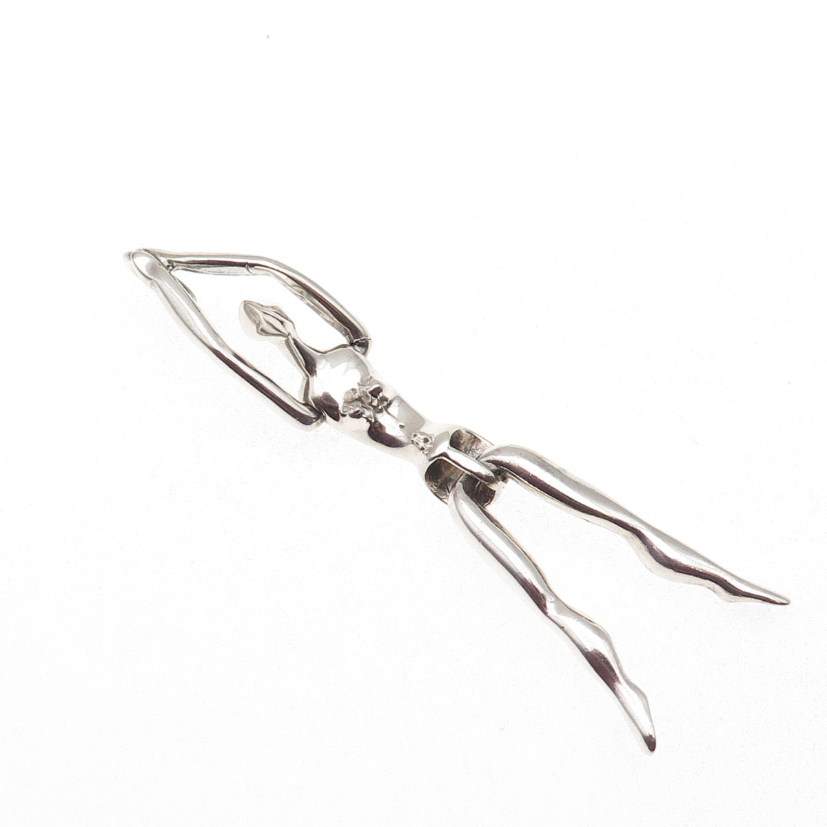 925 Sterling Silver Vintage Modernist Woman Articulated Charm Pendant
