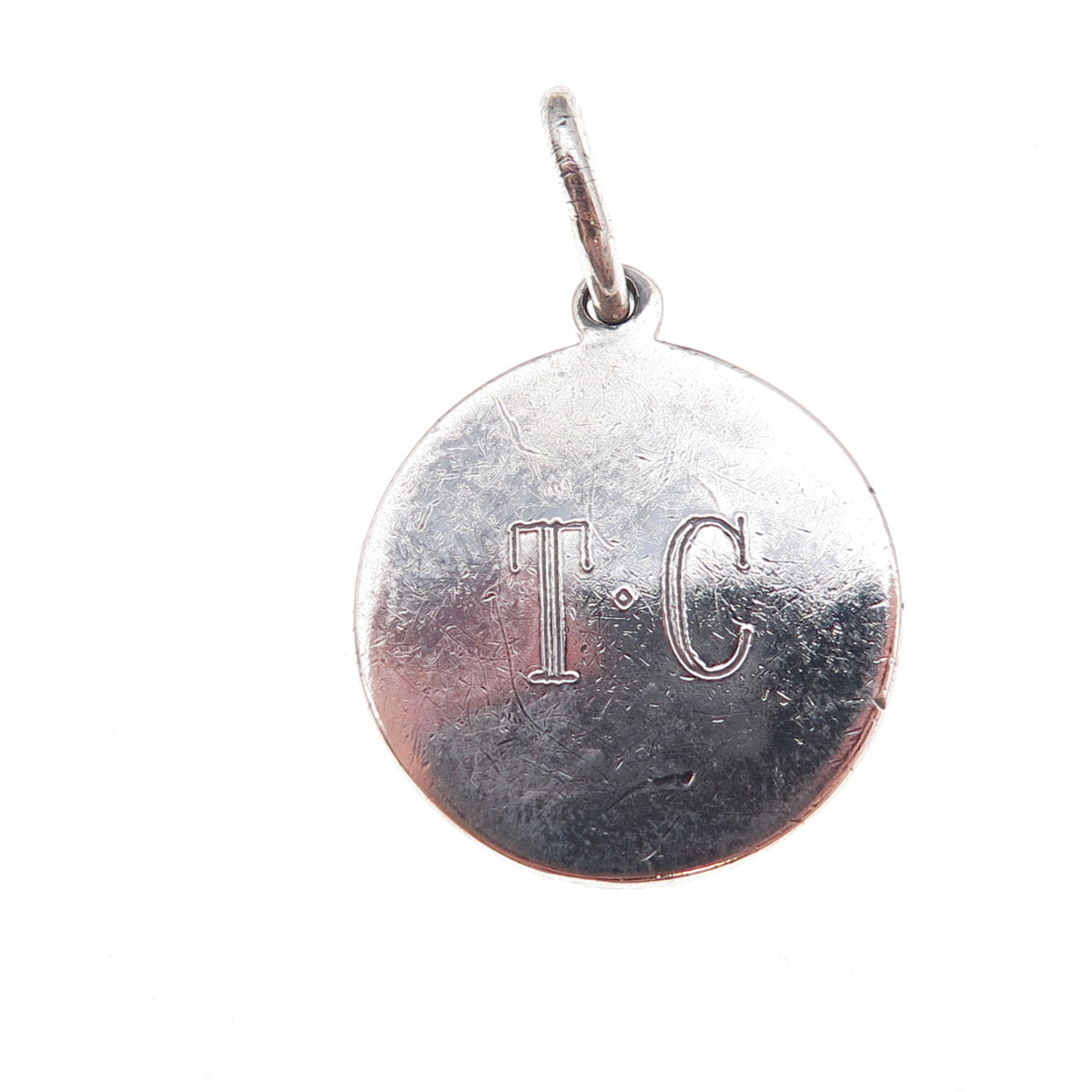 Tiffany & Co. 925 Sterling Silver Vintage Engraved Round Tag Charm Pendant