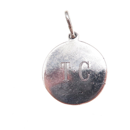 Tiffany & Co. 925 Sterling Silver Vintage Engraved Round Tag Charm Pendant