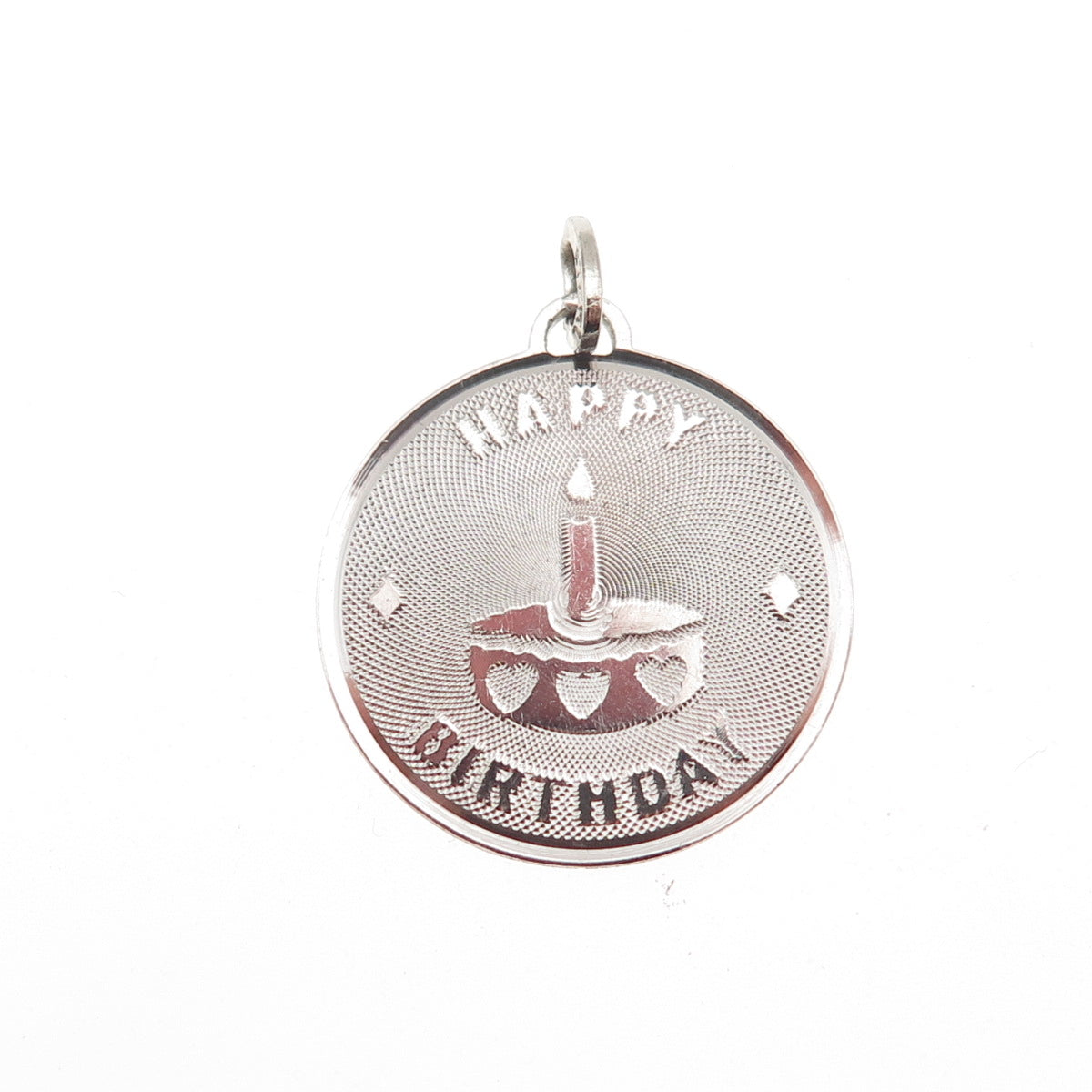 BEAU 925 Sterling Silver Vintage Happy Birthday Cake Mini Charm Pendant
