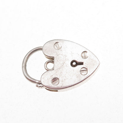 925 Sterling Silver Vintage Heart Padlock Clasp Charm Pendant