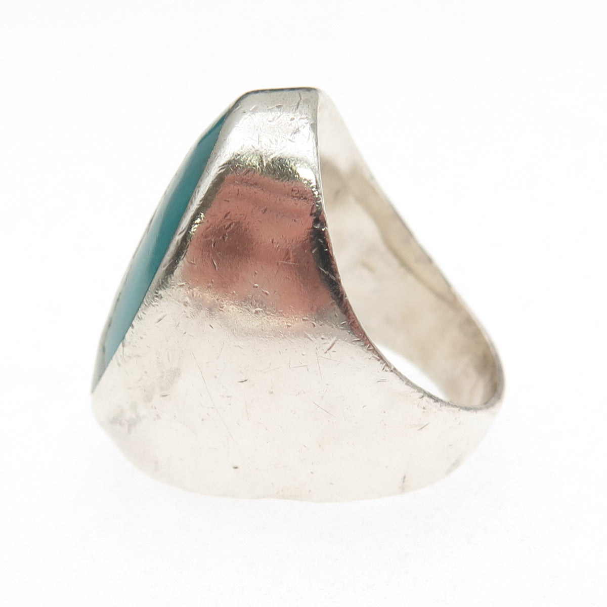 Old Pawn Sterling Silver Vintage Southwestern Kingman Turquoise Ring Size 7.5