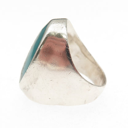Old Pawn Sterling Silver Vintage Southwestern Kingman Turquoise Ring Size 7.5