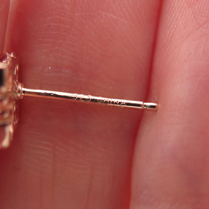 925 Sterling Silver Rose Gold Plated Round-Cut C Z Jesus Stud Earrings