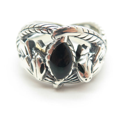 NLP TNC INC 925 Sterling Silver Vintage Real Black Onyx Snake Ring Size 12