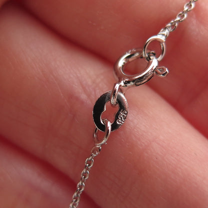 925 Sterling Silver Round-Cut C Z Heart Cable Chain Necklace 16"