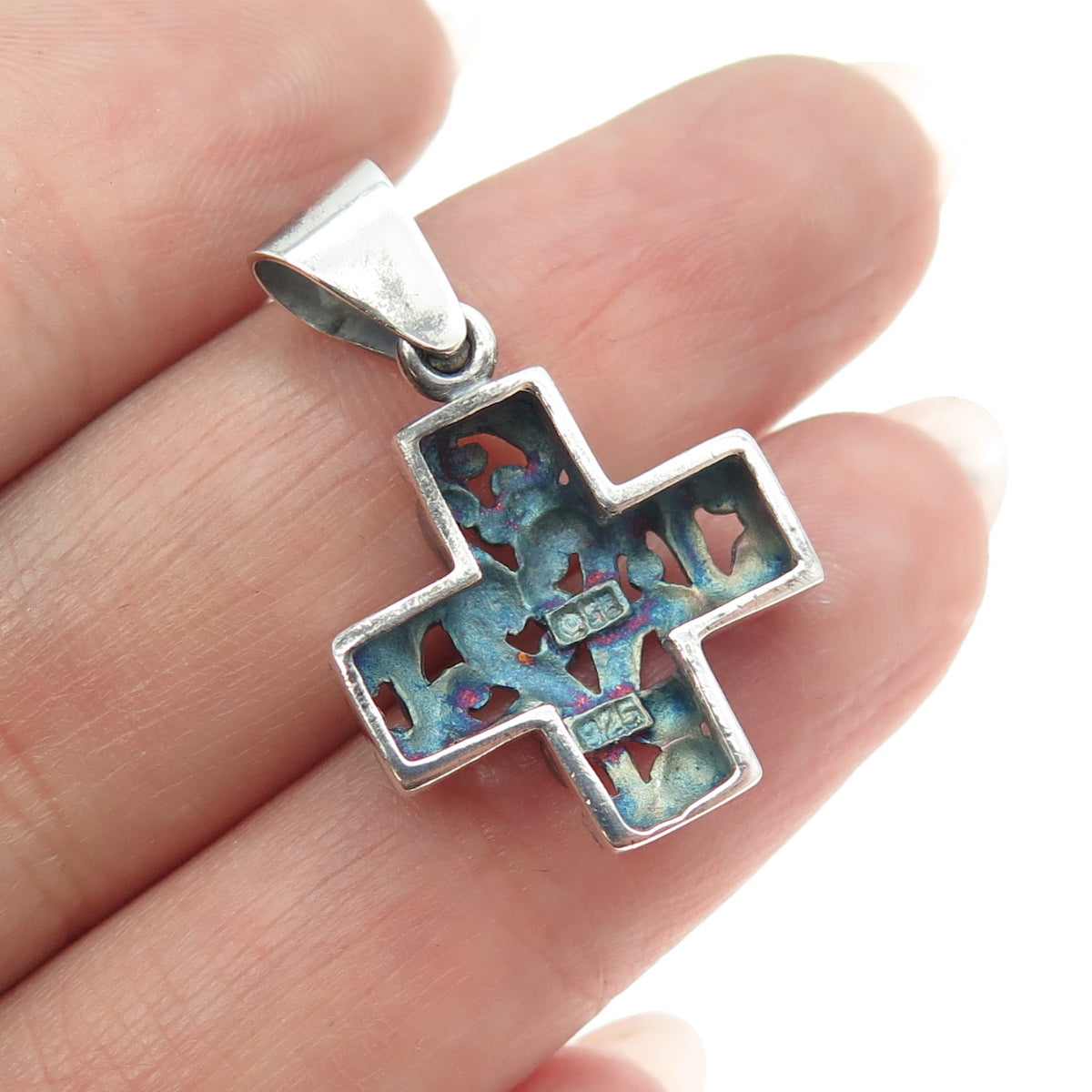 925 Sterling Silver Vintage Ornate Swirl Cross Pendant