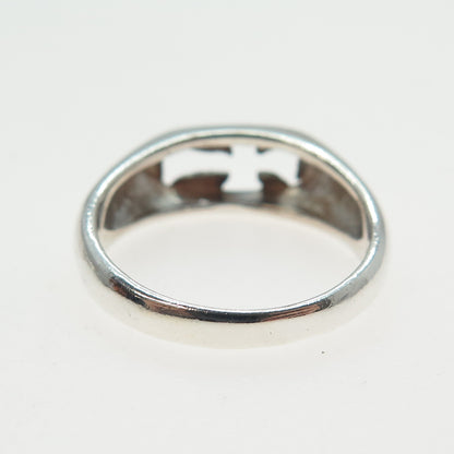 925 Sterling Silver Vintage Cross Religious Ring Size 7.25