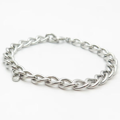 925 Sterling Silver Vintage Cable Link Bracelet 7"