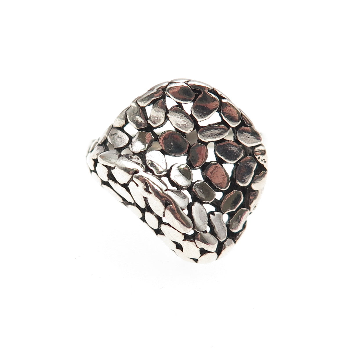 925 Sterling Silver Vintage Modernist Oxidized Ring Size 8.75