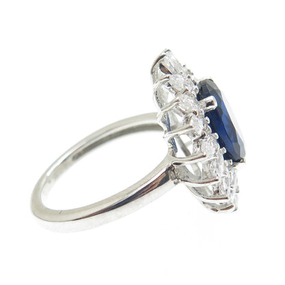 DSMK 925 Sterling Silver Nano Sapphire & C Z Ring Size 6