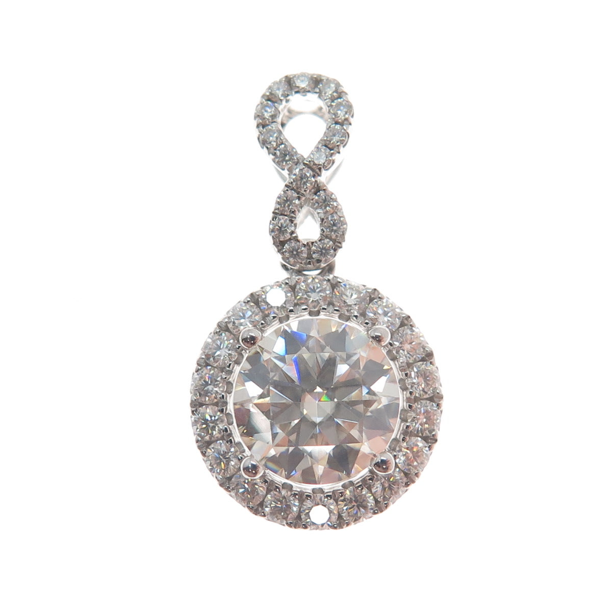 925 Sterling Silver Real Round-Cut 2.01ct & 0.623ct Moissanite Mini Pendant