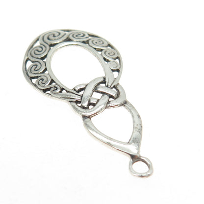 925 Sterling Silver Vintage Celtic Love Knot Spiral Pendant