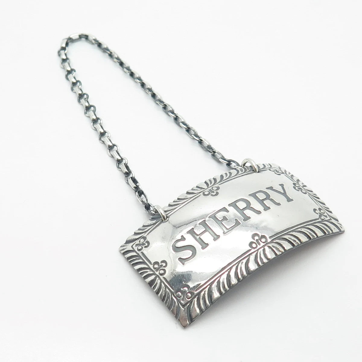 925 Sterling Silver Vintage Stieff Williamsburg "Sherry" Bottle Tag