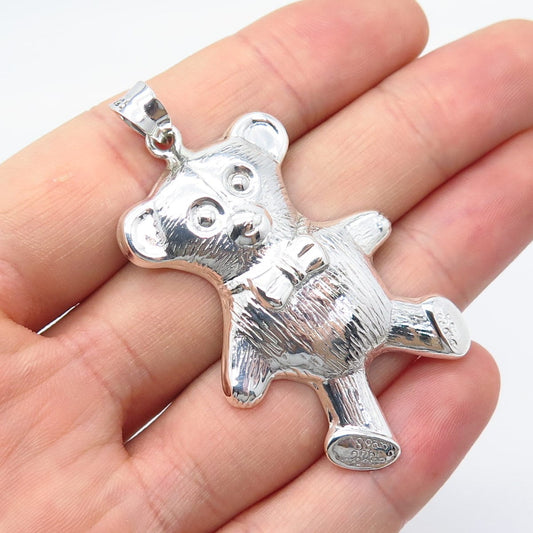 925 Sterling Silver Vintage Teddy Bear Pendant