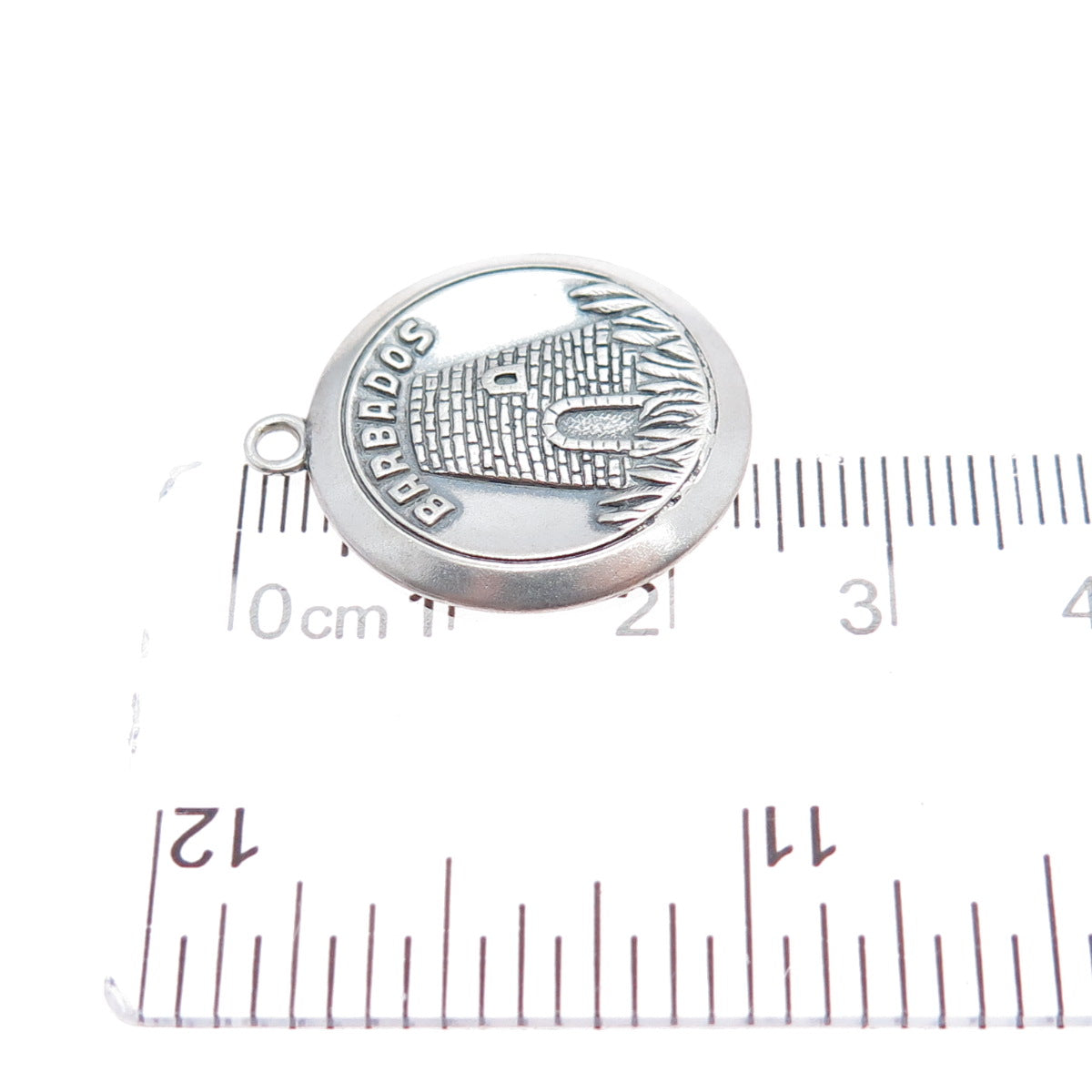 925 Sterling Silver Vintage Barbados Oxidized Charm Pendant