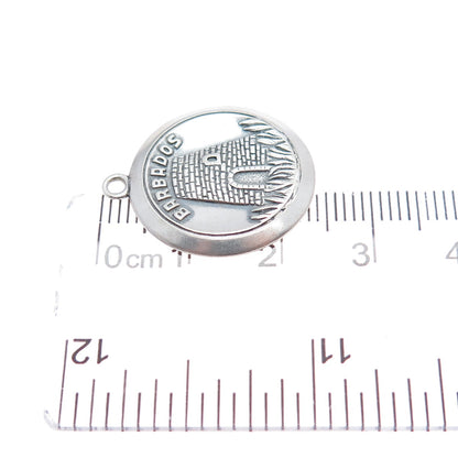 925 Sterling Silver Vintage Barbados Oxidized Charm Pendant