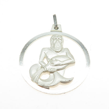 KREMENTZ 925 Sterling Silver Vintage Germany Aquarius Zodiac Sign Pendant