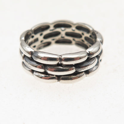CNA Pranda 925 Sterling Silver Vintage Interlocking Brick Oxidized Ring Size 6