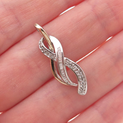 Sun 925 Sterling Silver 14K Gold Real Diamond Infinity Charm Pendant