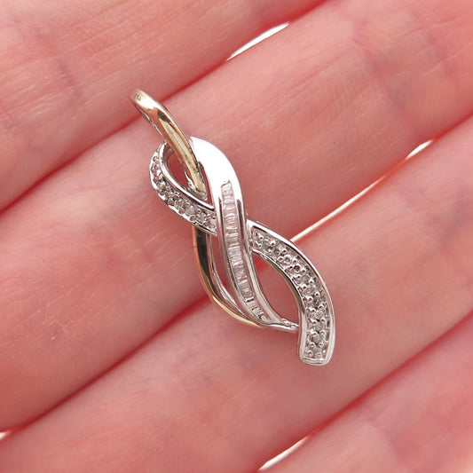 Sun 925 Sterling Silver 14K Gold Real Diamond Infinity Charm Pendant
