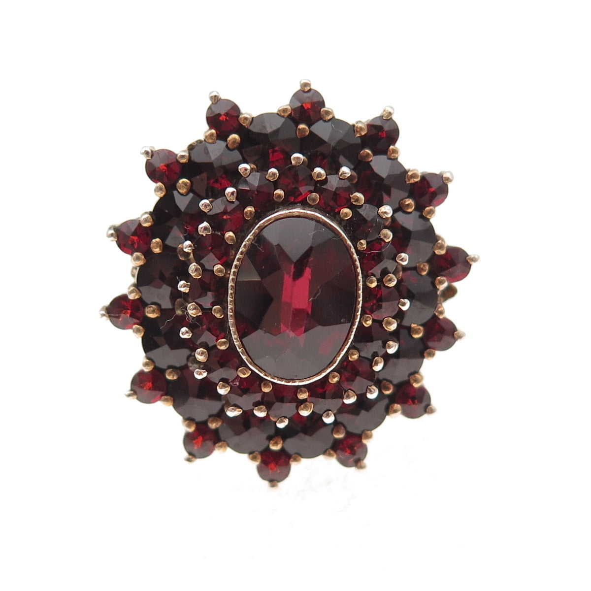 900 Silver Gold Filled Antique Czechia Real Bohemian Garnet Ring Size 6