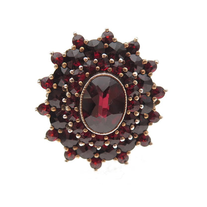 900 Silver Gold Filled Antique Czechia Real Bohemian Garnet Ring Size 6