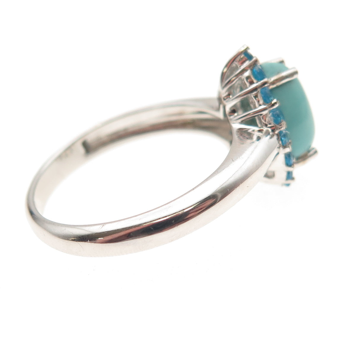 925 Sterling Silver Real Turquoise & Apatite Teardrop Ring Size 8