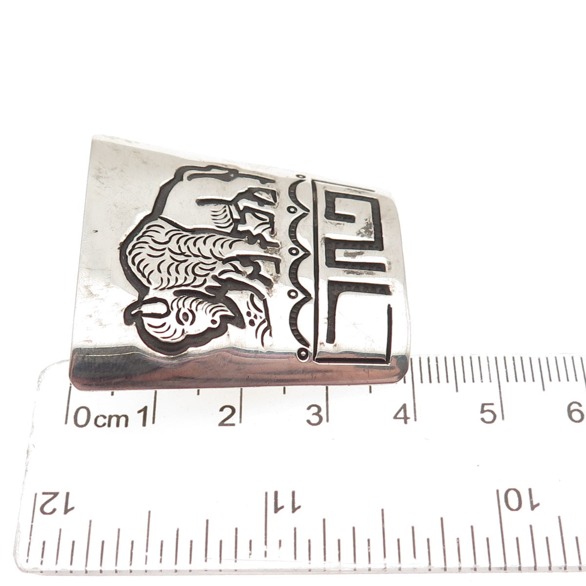Garrison Boyd Navajo Old Pawn 925 Sterling Silver Vintage Bison Bolo Tie Buckle