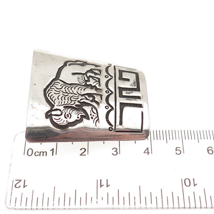 Garrison Boyd Navajo Old Pawn 925 Sterling Silver Vintage Bison Bolo Tie Buckle
