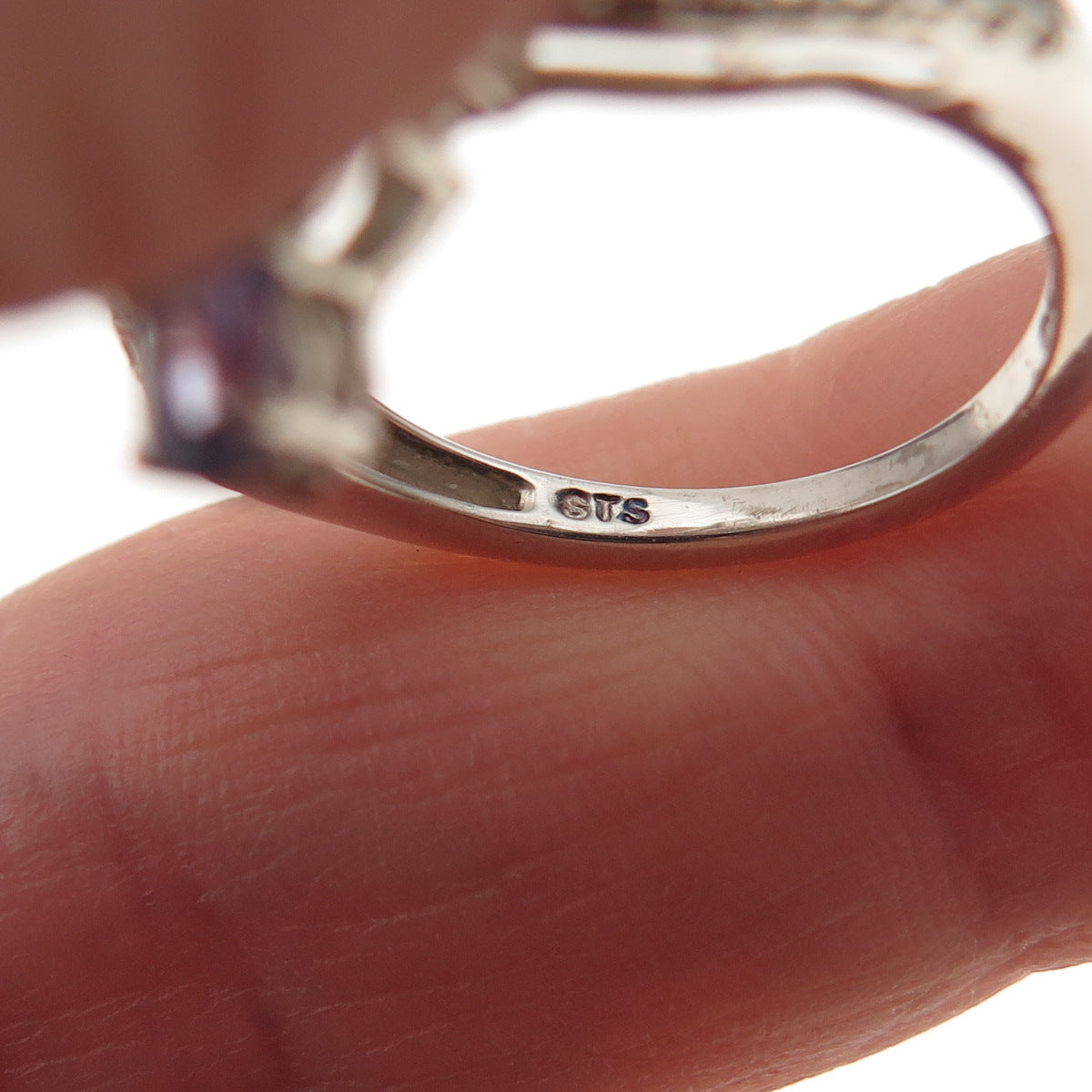 Chuck Clemency 925 Sterling Silver Real Oval & Pear-Cut Tanzanite Ring Size 5