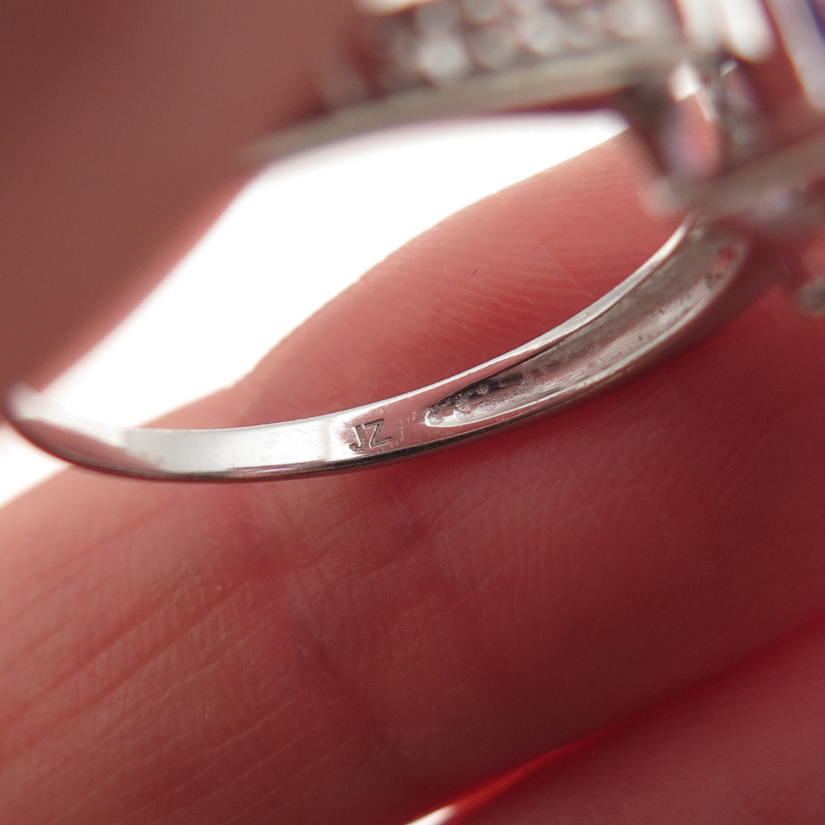 925 Sterling Silver Real Amethyst & White Topaz Ring Size 7