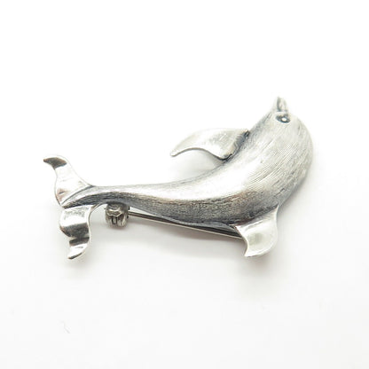 925 Sterling Silver Vintage Beau Friendly Dolphin Pin Brooch