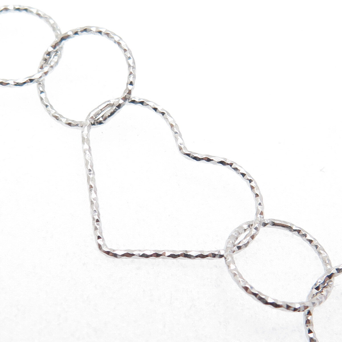 925 Sterling Silver Diamond-Cut Circle & Heart Chain Necklace 20"