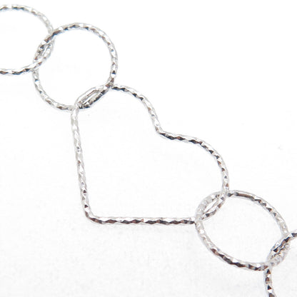 925 Sterling Silver Diamond-Cut Circle & Heart Chain Necklace 20"