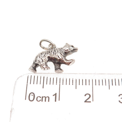 835 Silver Vintage Bear Oxidized 3D Mini Charm Pendant