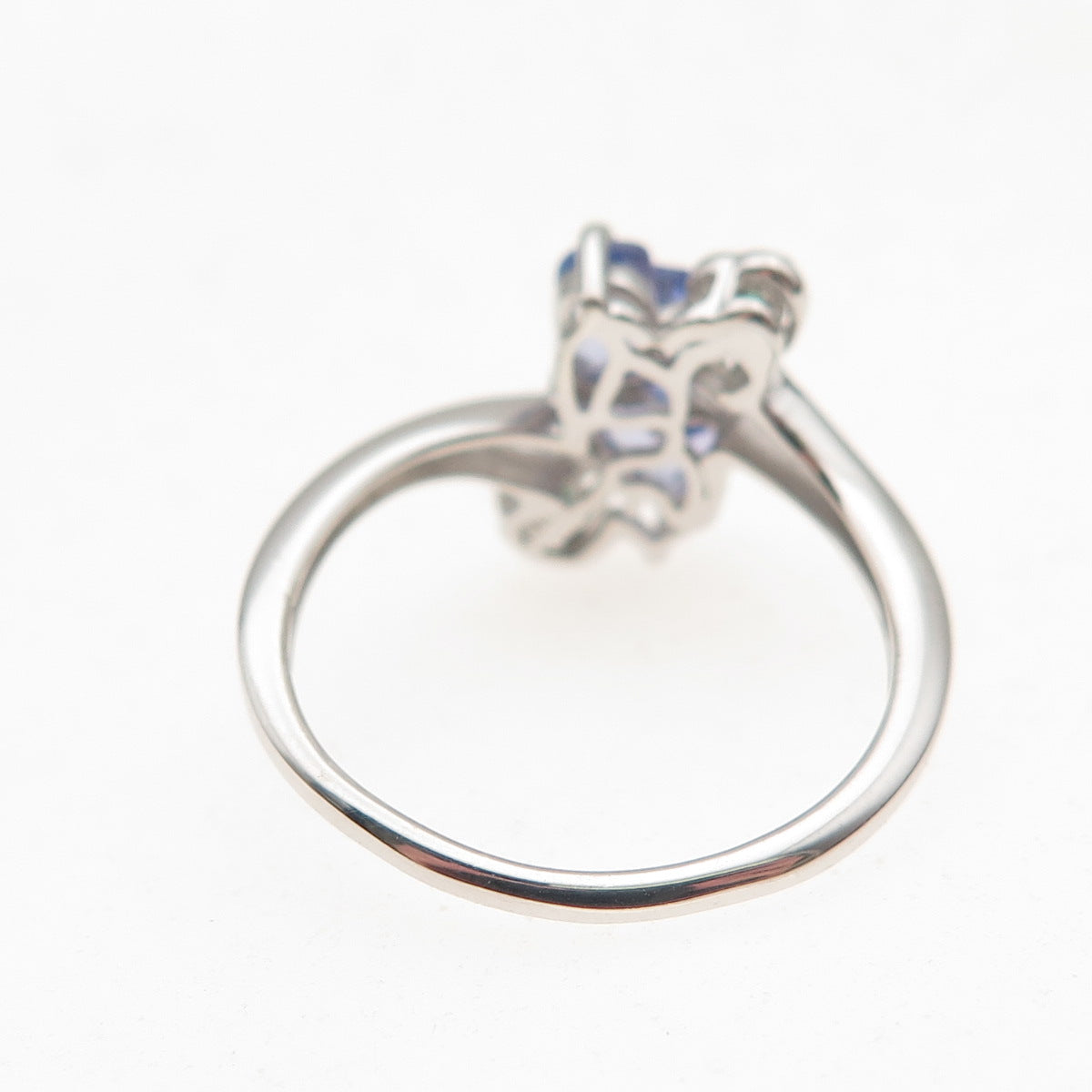 Chuck Clemency 925 Sterling Silver Real Tanzanite & Emerald Heart Ring Size 7.25