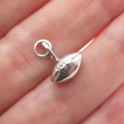 925 Sterling Silver Vintage Football Ball Minimalist 3D Charm Pendant
