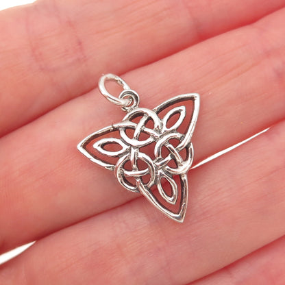 925 Sterling Silver Vintage Celtic Trinity Knot Oxidized Charm Pendant