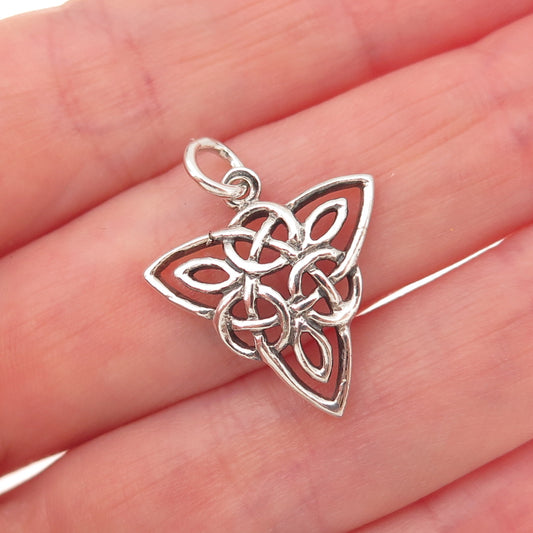 925 Sterling Silver Vintage Celtic Trinity Knot Oxidized Charm Pendant