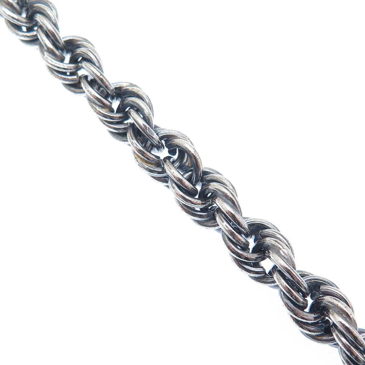 925 Sterling Silver Vintage Modernist Ball Oxidized Twisted Link Bracelet 7.25"
