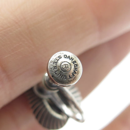 DANECRAFT 925 Sterling Silver Antique Leaf Ribbed Screw Back Earrings