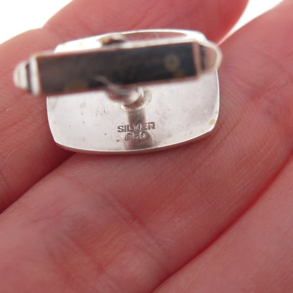 950 Silver 2-Tone Antique Japan Mount Fuji Landscape Cufflinks