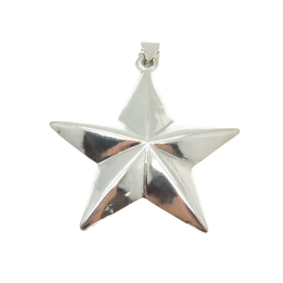 925 Sterling Silver Vintage Puffy Star 3D Pendant