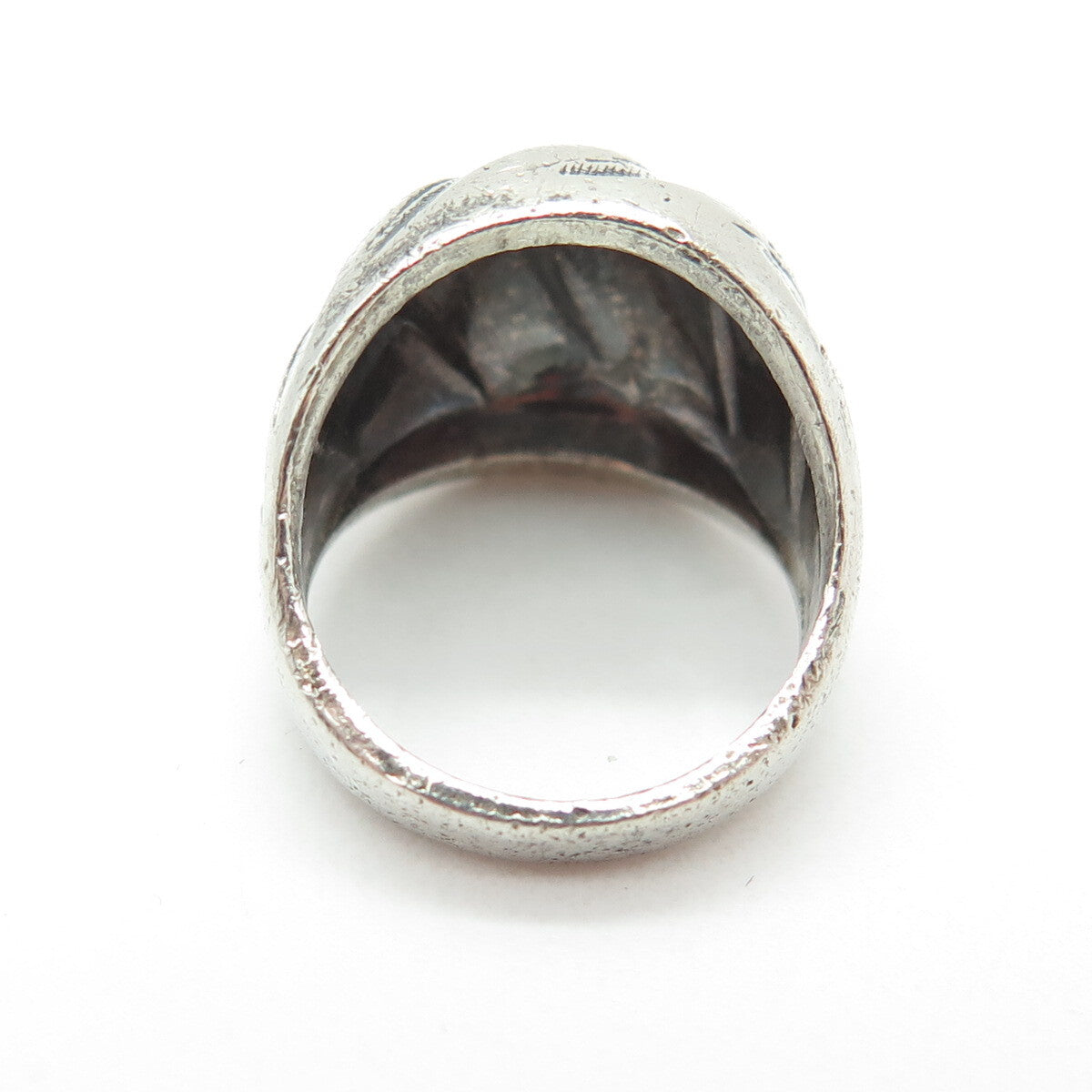 CLARK & COOMBS 925 Sterling Silver Vintage Wavy Dome Oxidized Ring Size 4